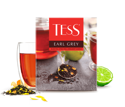 Black tea, citrus peels, bergamot flavour TESS Earl Grey in bags 100pcs. photo