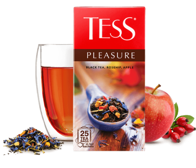 Black tea, rosehip, apple TESS Pleasure in bags 25 pcs. photo