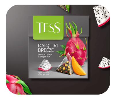 Green tea with dragon fruit flavor and ginger TESS Daiquiri Breeze piramids 20pcs. photo