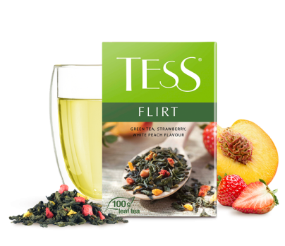 Green tea, strawberry, white peach flavour TESS Flirt leaf 100g photo