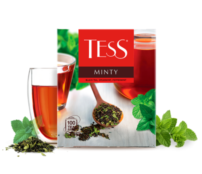 Black tea, spearmint, peppermint TESS Minty in bags 100pcs. photo