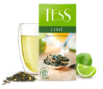 Green tea, citrus peels TESS Lime in bags 25 pcs. photo