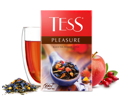 Black tea, rosehip, apple TESS Pleasure leaf 200g photo