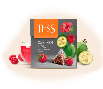 Hibiscus with raspberry and feijoa flavour TESS Summer Time piramids 20pcs. photo