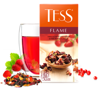 Hibiscus with strawberry & pink pepper flavour TESS Flame in bags 25 pcs. photo