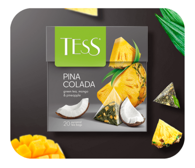 Green tea with mango and pineapple TESS Pina Colada piramids 20pcs. photo