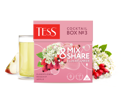 Oolong tea, rosehip, apple and elderberry flavouring TESS Cocktail Box №3 piramids 20pcs. photo
